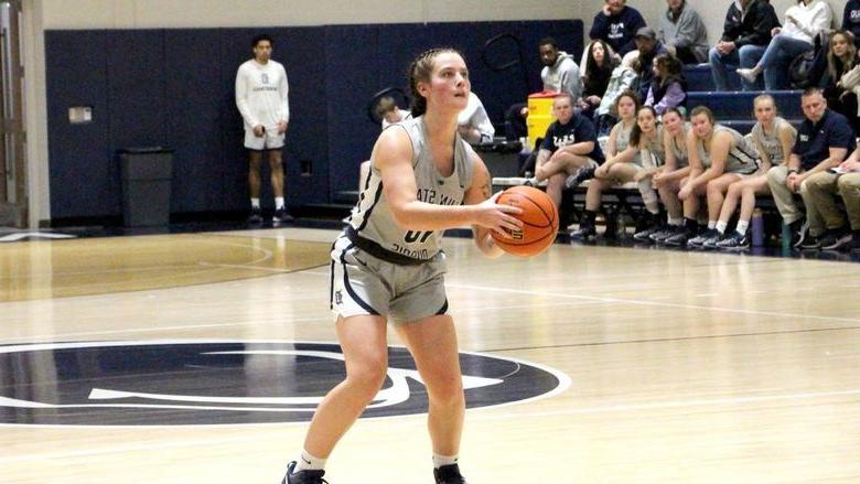 Penn State DuBois junior guard Shannon Shaw prepares to shoot a three pointer during a recent game at the PAW Center, on the campus of Penn State DuBois.